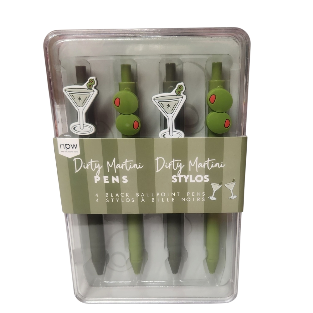 Dirty Martini Black and Green Ballpoint Pens w/ 2 Martini Designs